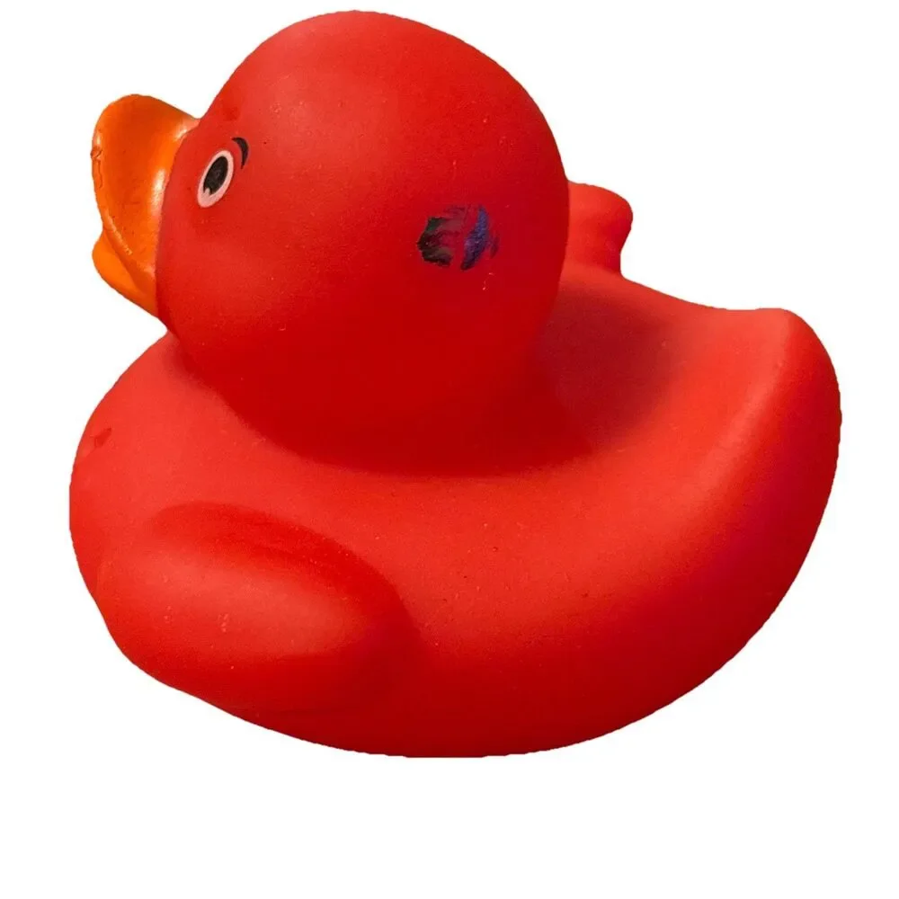 LOT OF 3 Mini Rubber Ducks White #5 Red #6 Yellow Ff For Bath Or Jeep